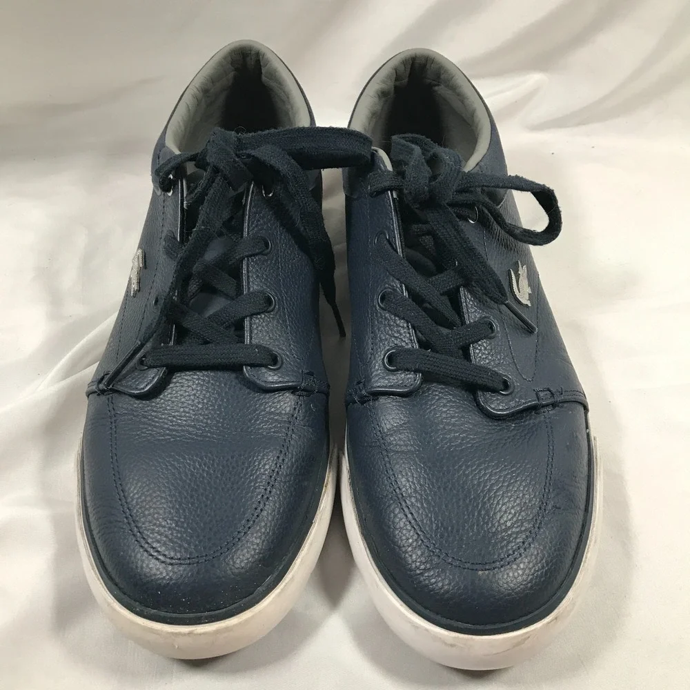 Lacoste Bayliss 118 1 U Navy Blue Crocodile Logo Lace Up Shoes Mens US 8.5 EU 41
